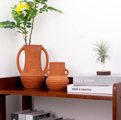 Dekorasi Vasa Bunga Keramik Bermulut lebar Rumah Rustik