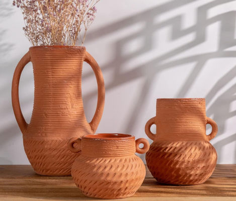 Dekorasi Vasa Bunga Keramik Bermulut lebar Rumah Rustik