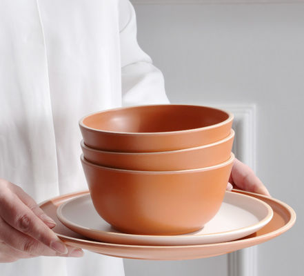 Set Peralatan Makan Melamin Gufaith 12 pcs, Piring dan Mangkuk untuk 4 orang, Set Peralatan Makan Tahan Pecah, Peralatan Makan Ideal untuk Pesta,