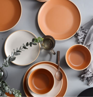 Set Peralatan Makan Melamin Gufaith 12 pcs, Piring dan Mangkuk untuk 4 orang, Set Peralatan Makan Tahan Pecah, Peralatan Makan Ideal untuk Pesta,