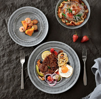 Set Peralatan Makan Melamin, Set Piring dan Mangkuk, 12 Buah Set Peralatan Makan untuk 4 Set Piring untuk Penggunaan Berkemah Dalam dan Luar Ruangan