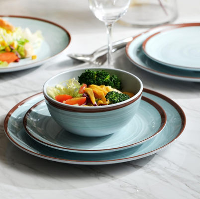 Hijau 12 Pc Melamin Perlengkapan Makan Set Piring Dan Mangkuk Morden