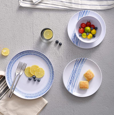 12pcs Melamin Rustika Perlengkapan Makan Set Cuci Piring Aman Hujan