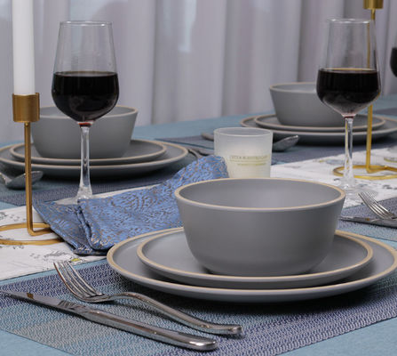 Gufaith 4 Melamin Perlengkapan Makan Set Piring Dan Mangkuk 12 Pcs