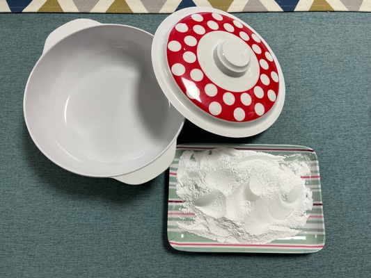 99,8% Bubuk Bahan Baku Melamin Kemurnian Min Untuk Kelas Industri Alat Makan Melamin A5