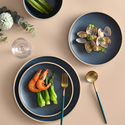12 Piece Nautical Plastic Melamine Dinnerware Set Gaya Modern Tidak Bisa Runtuh