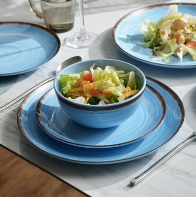 4 Orang PCS 12 Melamin Perlengkapan Makan Set Biru Warna